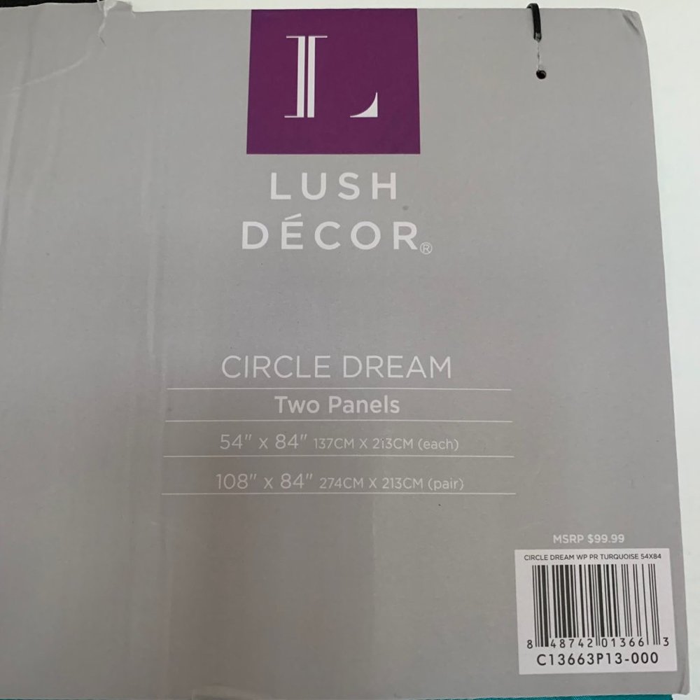 Lush Decor Turquoise Circle Dream Double Panel Set 54" W x 84" L each - Picture 3 of 10